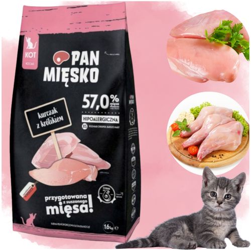 sucha karma dla kota kurczak królik pan mięsko na alergię kotek xs 1,6kg na Arena.pl