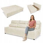 Kanapa sofa KIMO funkcja spania pojemnik Family Meble Ramona beż welur