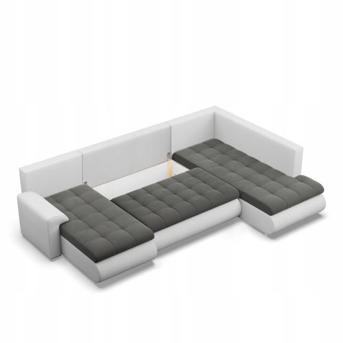 NAROŻNIK FORESTA XXL Z OTOMANĄ POPIEL BIAŁY KANAPA Rogówka na Arena.pl