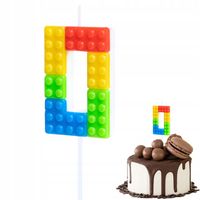 ŚWIECZKA URODZINOWA LEGO CYFERKA 0 KOLOROWA NA IMPREZĘ URODZINOWĄ