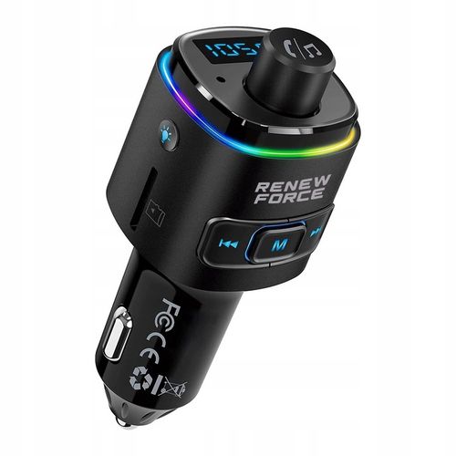 Transmiter bluetooth FM samochodowy SZYBKA ładowarka PD 23W QC3.0 USB-C LED na Arena.pl