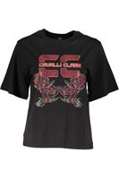 KOSZULKA Z KRÓTKIM RĘKAWEM CAVALLI CLASS DAMSKA CZARNA XL