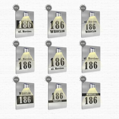 Tabliczka adresowa dibond srebrny numer i adres lampka solarna 30x20 cm na Arena.pl
