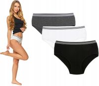 Figi Majtki Damskie Gładkie Bawełniane Szeroka Guma MORAJ 3-sztuki - S