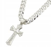 Łańcuszek Męski Srebrny Pancerka 8,00 mm z Krzyżykiem pr 925 Grawer Gratis