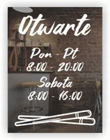 Naklejka zapraszamy godziny otwarcia na witrynę drzwi szybę sushi 45x28 cm