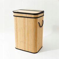 KOSZ NA PRANIE BIELIZNĘ UBRANIA POJEMNIK BAMBUSOWY Z POKRYWĄ DUŻY 72L KUFER