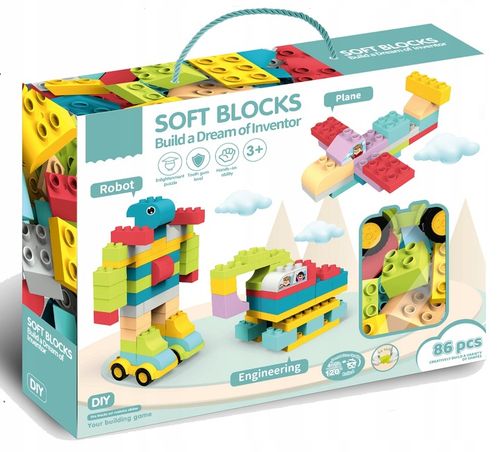 KLOCKI budowlane konstrukcyjne DUŻE ELEMENTY podwozia Zestaw XXL 86 el. na Arena.pl