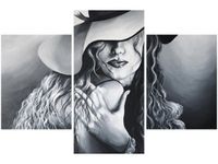 90X60CM OBRAZ SZARA DAMA TRZY OBRAZY