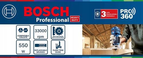 Frezarka krawędziowa 550 W uchwyt 6,0 mm Bosch GKF 550 na Arena.pl