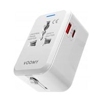 Voomy 20W Uniwersalna Wtyczka Światowa - 150+ krajów - USB-C & USB-A Biała
