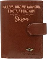 ZESTAW Portfel męski skórzany GRAWER prezent dla taty dziadka + imię