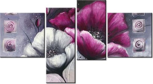 100 55CM OBRAZ 4 ELEM MALOWANE MAKI PŁÓTNO DRUK na Arena.pl