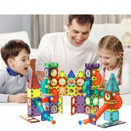 Klocki magnetyczne konstrukcyjne 49el 3D edukacyjne duży zestaw dla dzieci na Arena.pl