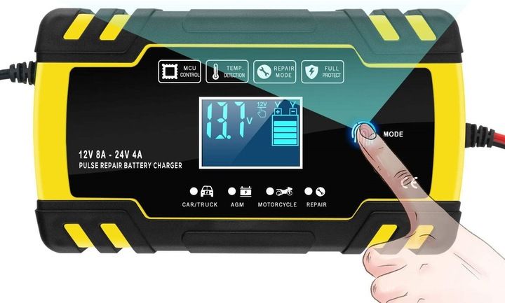 PROSTOWNIK Mikroprocesorowy SAMOCHODOWY DO AKUMULATORÓW 12V 24V 8A AGM zdjęcie 4