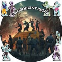 OPŁATEK NA TORT 20CM - ZOMBIE ZOMBI GRY + IMIĘ + ! 15CM 18CM