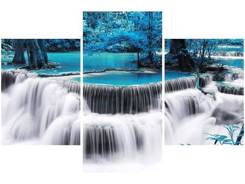 90X60CM OBRAZ WODOSPAD DONG PEE SUA BLUE TRZY OBRAZY na Arena.pl