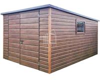 Garaż Blaszany 4x5 Brama dwuskrzydłowa Okno  Drewnopodobny Dach spad ID660