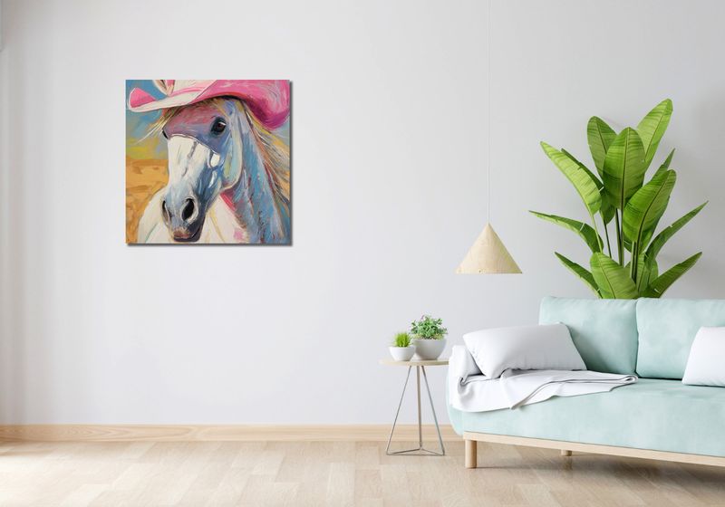 Obraz 70x70cm Różowy Kapelusz zdjęcie 2