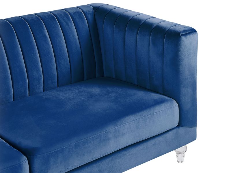 Sofa 3-osobowa welurowa niebieska ARVIKA zdjęcie 6