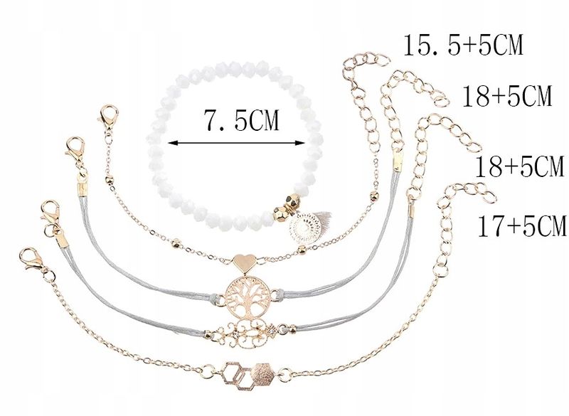 Zestaw Bransoletek Złotych 5 Serce Drzewko Tree zdjęcie 3