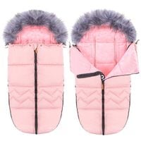 Śpiworek do wózka 4w1, śpiwór z futerkiem do sanek, gondoli 90 cm różowy