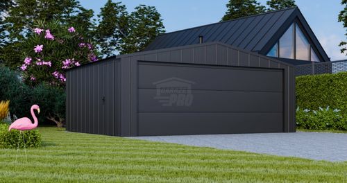 Garaż blaszany 5x6 brama segmentowa drzwi blacha na rąbek dach GP640 na Arena.pl