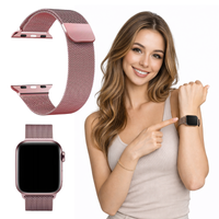 Pasek do Apple Watch 42 44 45 46 49mm metalowy bransoleta opaska różowy