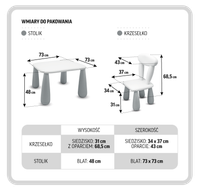 MALTEX SET LUNA TOWN Stolik dla dzieci + krzesełko biały/niebieski