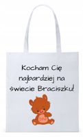 Dla Brata Na Prezent Torba Eco Biała Shopper Z Nadrukiem Ze Zdjęciem