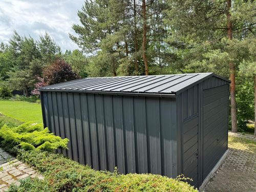 Garaż Blaszany dwuspadowy Rąbek 4x6 Ciemny Grafit MAT PREMIUM na Arena.pl