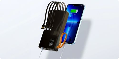 MOCNY POWERBANK 30000MAH 66W LATARKA LCD LED 4 USB USB-C + KABEL 3W1 na Arena.pl