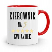 Kubek Czerwony Dla Kierownika Na 5 Gwiazdek Z Nadrukiem Ze Zdjęciem