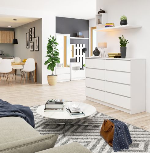 KOMODA K 140 cm 8 SZUFLAD BIAŁA na Arena.pl