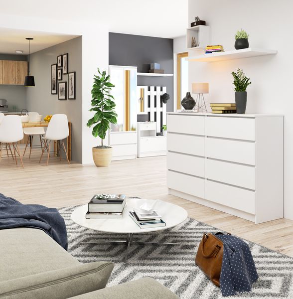 KOMODA K 140 cm 8 SZUFLAD BIAŁA zdjęcie 7