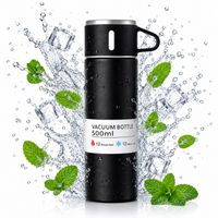 termos turystyczny z kubkiem, szczelny, stal nierdzewna czarny 500ml