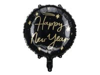 Balon foliowy, "Happy New Year!", czarny, 45 cm (18 cali) [balon na hel]