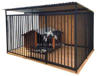 Kojec dla psów 3x2m drewniana podłoga Uchwyt na miski NB182