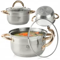 GARNEK Z SZKLANĄ POKRYWKĄ SOLID GOLD 1,6L STAL NIERDZEWNA INDUKCJA GAZ