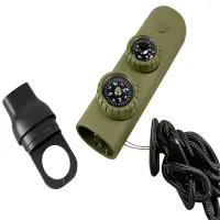 Gwizdek ratunkowy zielony survival turystyczny kompas latarka lupa