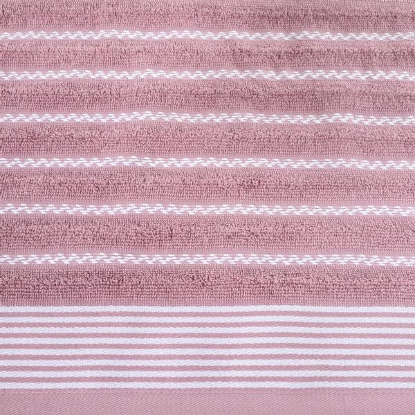 Ręcznik z ozdobną bordiurą w pasy 70X140 LILIOWY zdjęcie 3