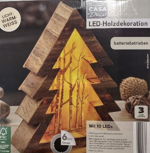 CHOINKA DREWNIANA las 10led 34cm TIMER BRĄZOWA na Arena.pl