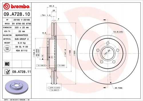 TARCZA HAM PRZOD 320X25 V BREMBO na Arena.pl