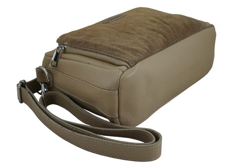 Codzienna torebka ze skóry naturalnej z zamszem - Beżowa na Arena.pl