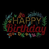 Arkusz z cyrkoniami do termotransferu - Happy Birthday
