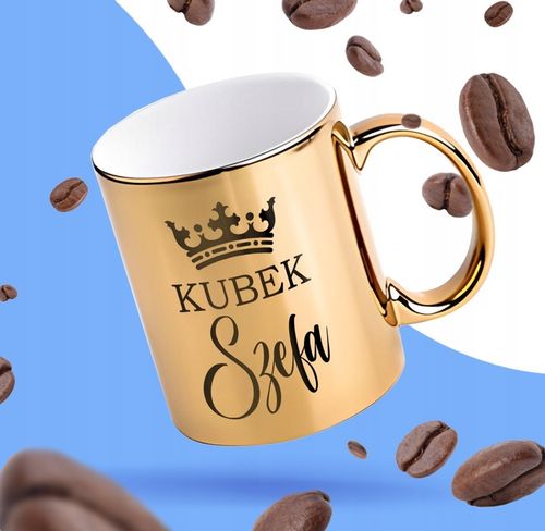 KUBEK ZŁOTY ELEGANCKI STYLOWY KUBEK SZEFA PREZENT na Arena.pl