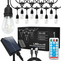 GIRLANDA SOLARNA OGRODOWA ZEWNĘTRZNA 10m 10x żarówka LED LAMPKI + pilot