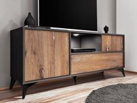 Pan Igiełka Szafka RTV Dąb Bijoux Antracyt 3 Drzwiowa LED Loft Nowoczesna