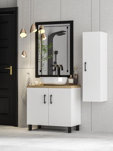 Szafka łazienkowa ROCO 50 biały/dąb craft złoty z umywalką BLANCO (W3) na Arena.pl