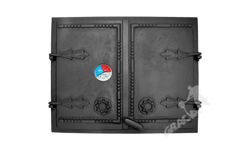 DRZWI B02 - 44X55 CM + TERMOMETR 0-250°C ŻELIWNE DO WĘDZARNI CHLEBOWE na Arena.pl